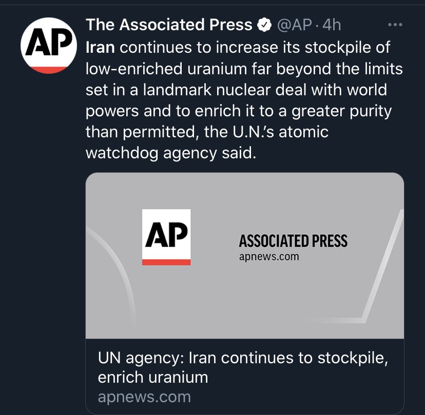 The “threat posed by Iran” narrative may be bolstered by news stories about Iran as an imminent nuclear threatA story today reveals  #Iran is breaching IAEA rules with its stockpile of low-enriched uraniumBut it it’s important to remember LEU is only used to produce fuel.