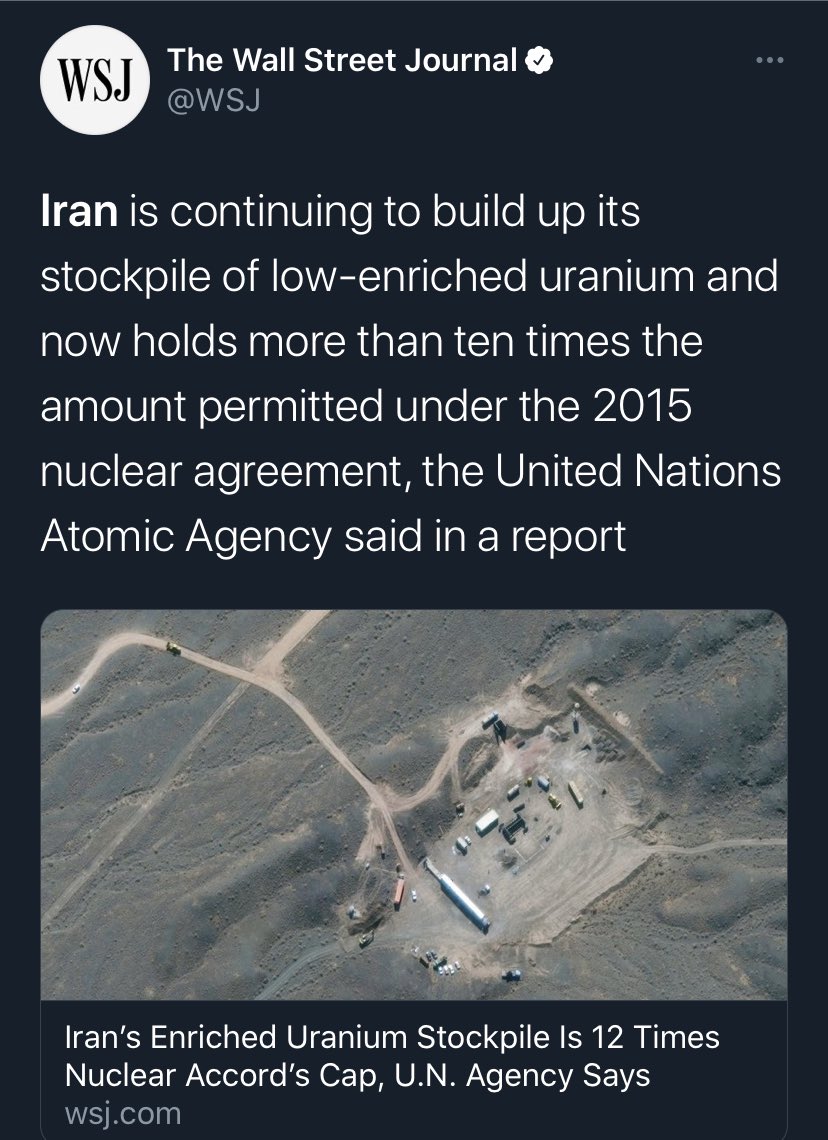 The “threat posed by Iran” narrative may be bolstered by news stories about Iran as an imminent nuclear threatA story today reveals  #Iran is breaching IAEA rules with its stockpile of low-enriched uraniumBut it it’s important to remember LEU is only used to produce fuel.