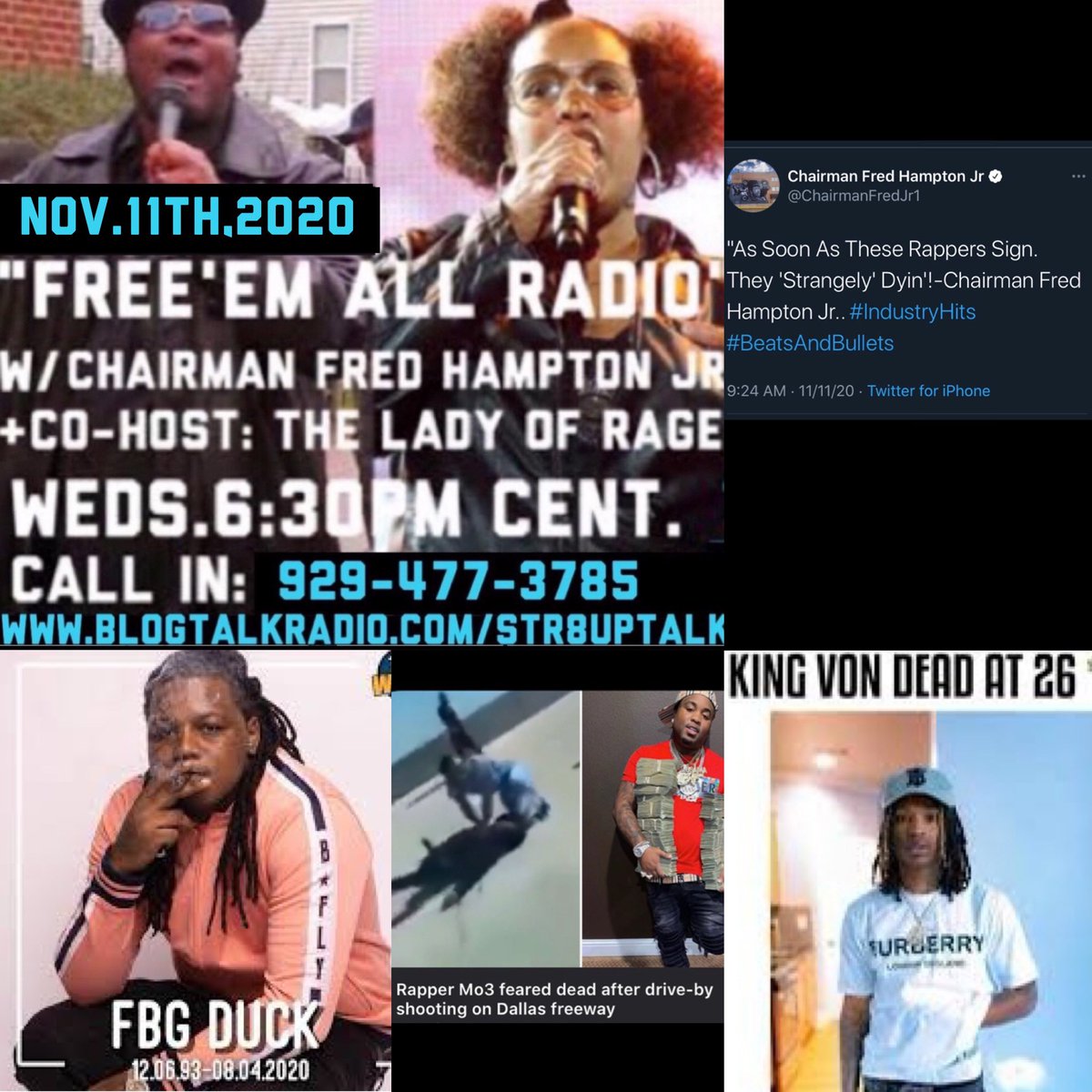FREE’EM ALL! RADIO 2nite 6:30pm Central wit hosts Chairman Fred Jr. &amp; Lady of Rage this the #BPPC weekly People’s #politicaleducation program..tune in LIVE on FB “Fred Hampton” +IG: @free_em_all_radio, YouTube: Intellectual Radio &amp; blogtalkradio.com/str8uptalk call in #s: 929-477-3785