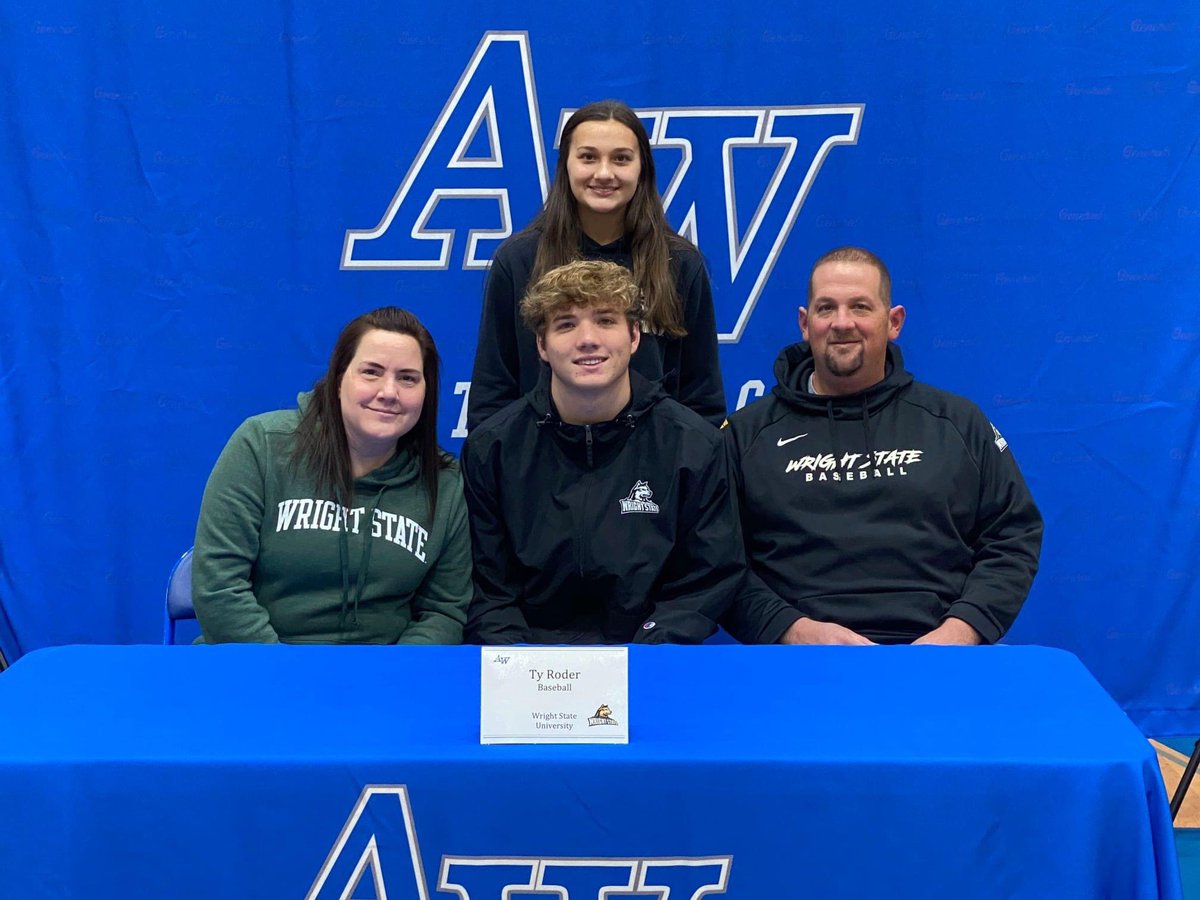 Very proud of these two!! Congratulations again to Garret Pike (University of Toledo) and Ty Roder (Wright State University) on signing their letters of intent to play collegiate baseball today #BluePride