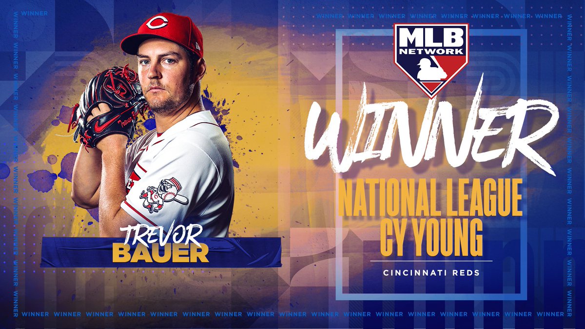 MLBNetwork's tweet photo. Can't see it any other way.

@BauerOutage is your 2020 NL Cy Young Award Winner!

@Reds | @officialBBWAA https://t.co/OeUwtk4L63