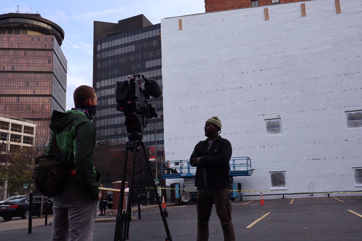 The wall received a bit of media attention throughout the day — @WillCleveland13 from  @DandC,  @jamesbrowntv from  @WXXINews, and  @SPECNewsROC all stopped by.