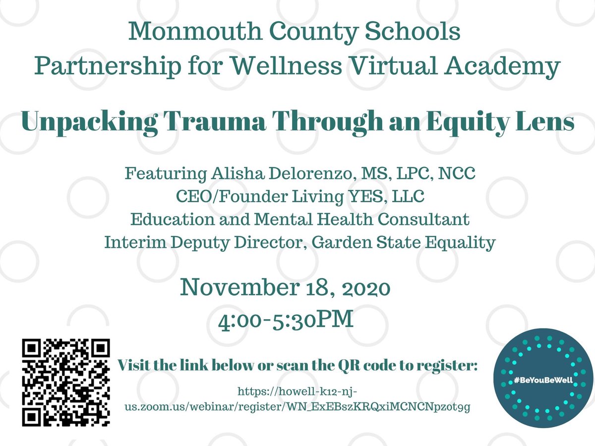 AlishaDelorenzo's tweet photo. Join me next week at 4pm for a FREE session. Learn more about how we prevent, protect against and heal from toxic stress and trauma. Parents, educators, first responders, community partners, clinicians; this is for ALL of us to hear. #BeYouBeWell ⁦@MCSPWellness⁩ https://t.co/ofJtoSWDrv