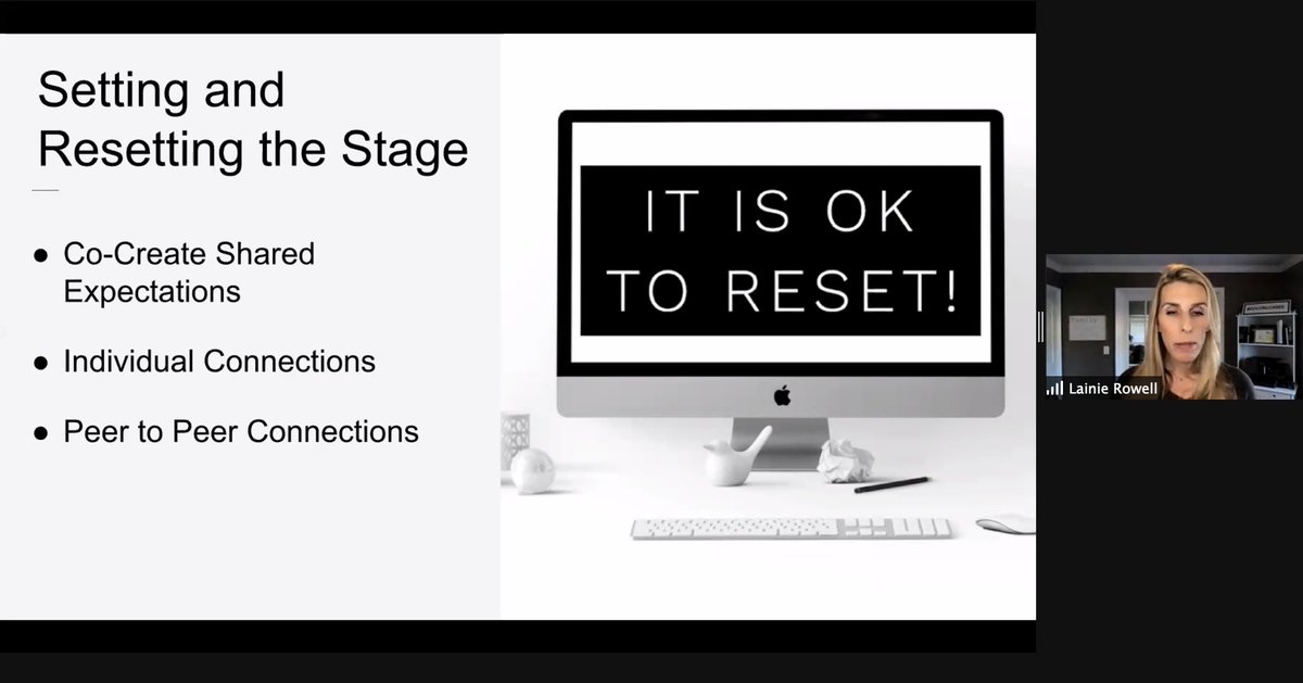 educreativas's tweet photo. @lainierowell sharing about reseting the stage at any time of the year #learningissocial @educreativas Learn Fest #EduLearnFest20 https://t.co/KE4iySNJN7