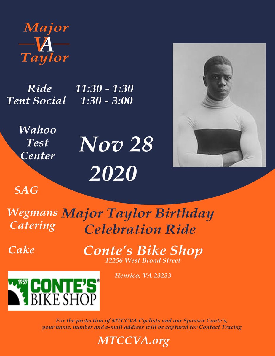 mtccva's tweet photo. Marshall “Major” Taylor Birthday Celebration https://t.co/pwHAsp29w9