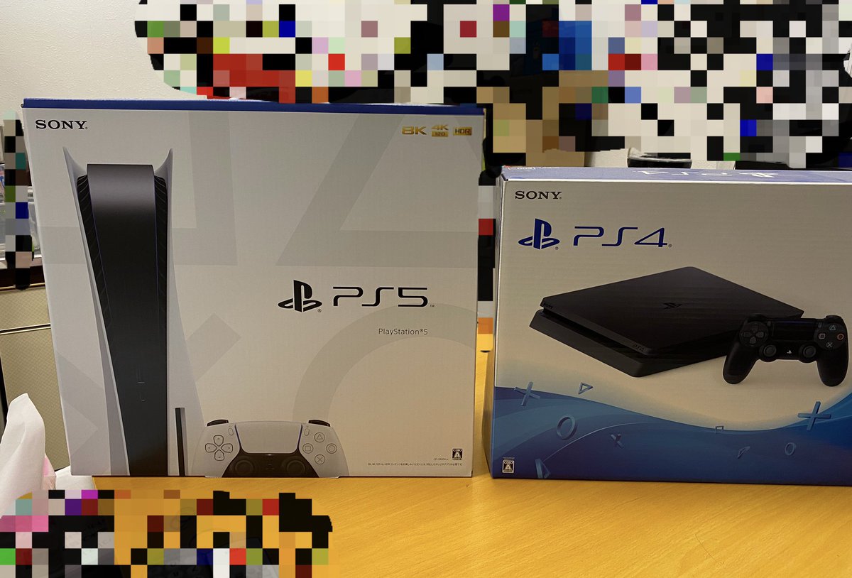 たまやん そういえば今日ps5を店頭で購入する方向けにps4との箱サイズの比較を撮ったので持ち帰りの参考までに サイズもですが重量があるので自転車やバイクはお勧めできません