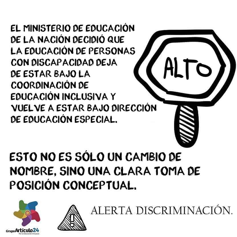 Art24Inclusion's tweet image. Las organizaciones de la sociedad civil que conformamos Grupo Artículo 24 por la Educación Inclusiva manifestamos nuestra preocupación por la desaparición de la Coordinación de Educación Inclusiva del organigrama del Ministerio de Educación de la Nación. @trottanico @EducacionAR