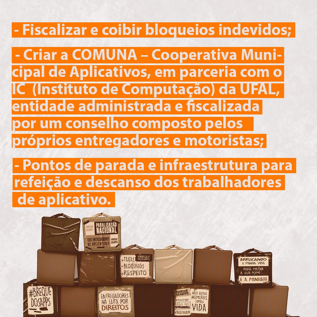 bpopularpcb's tweet photo. Porém é preciso combater a superexploração e a “escravidão digital” que vem embutida nessas empresas (Uber, 99, Rappi, iFood, etc), que não oferecem nada além da tecnologia digital e ficam com a maior parte do lucro dos trabalhadores!

Conheça nossas propostas 👇🏾 https://t.co/ZVKPogrpnh