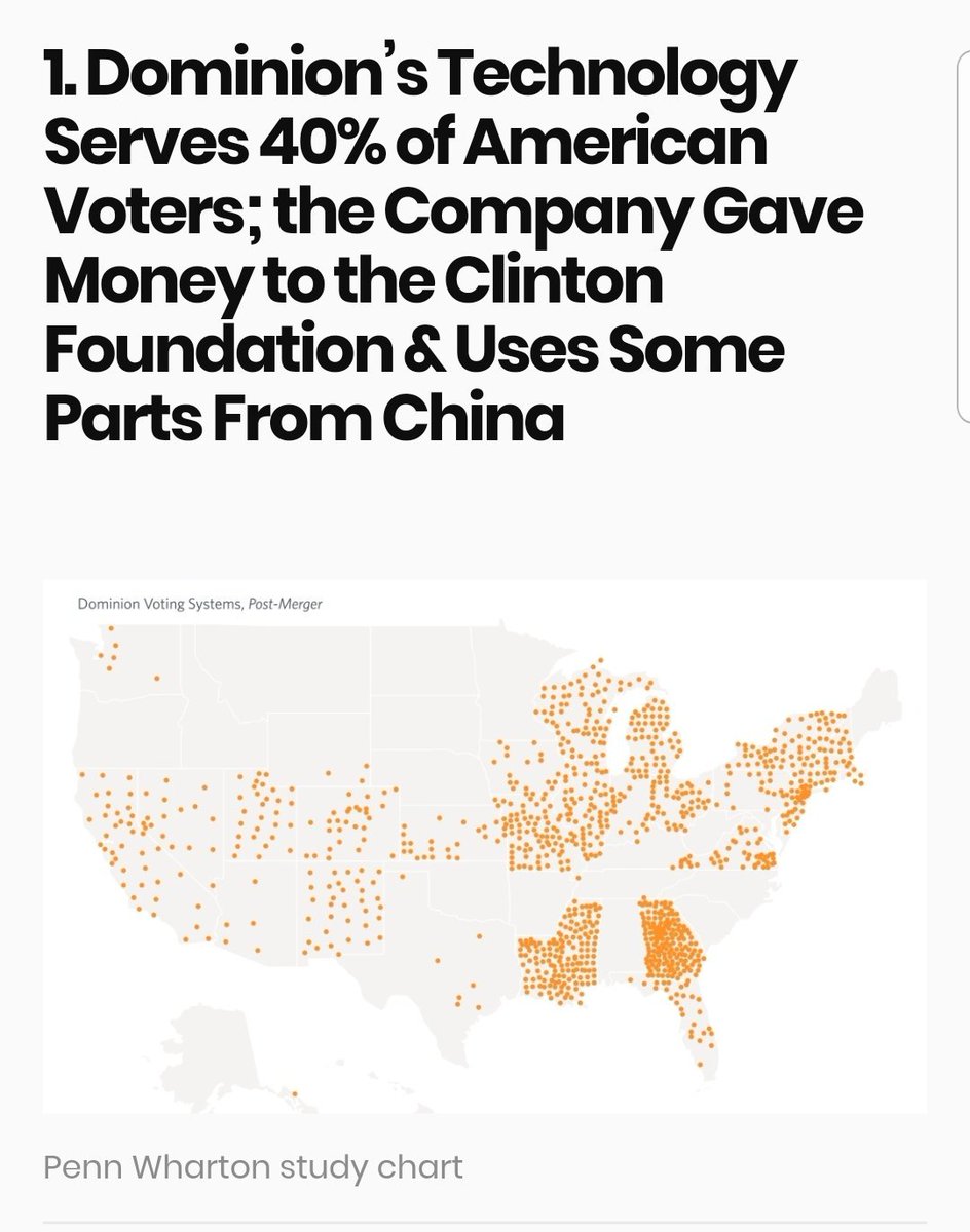 4/ Dominion Voting Systems is the 2nd largest voting machine company in the USA. They serve 40% of American Voters and are used in the currently contested swing states:NevadaArizonaMinnesotaMichiganWisconsinGeorgiaPennsylvania