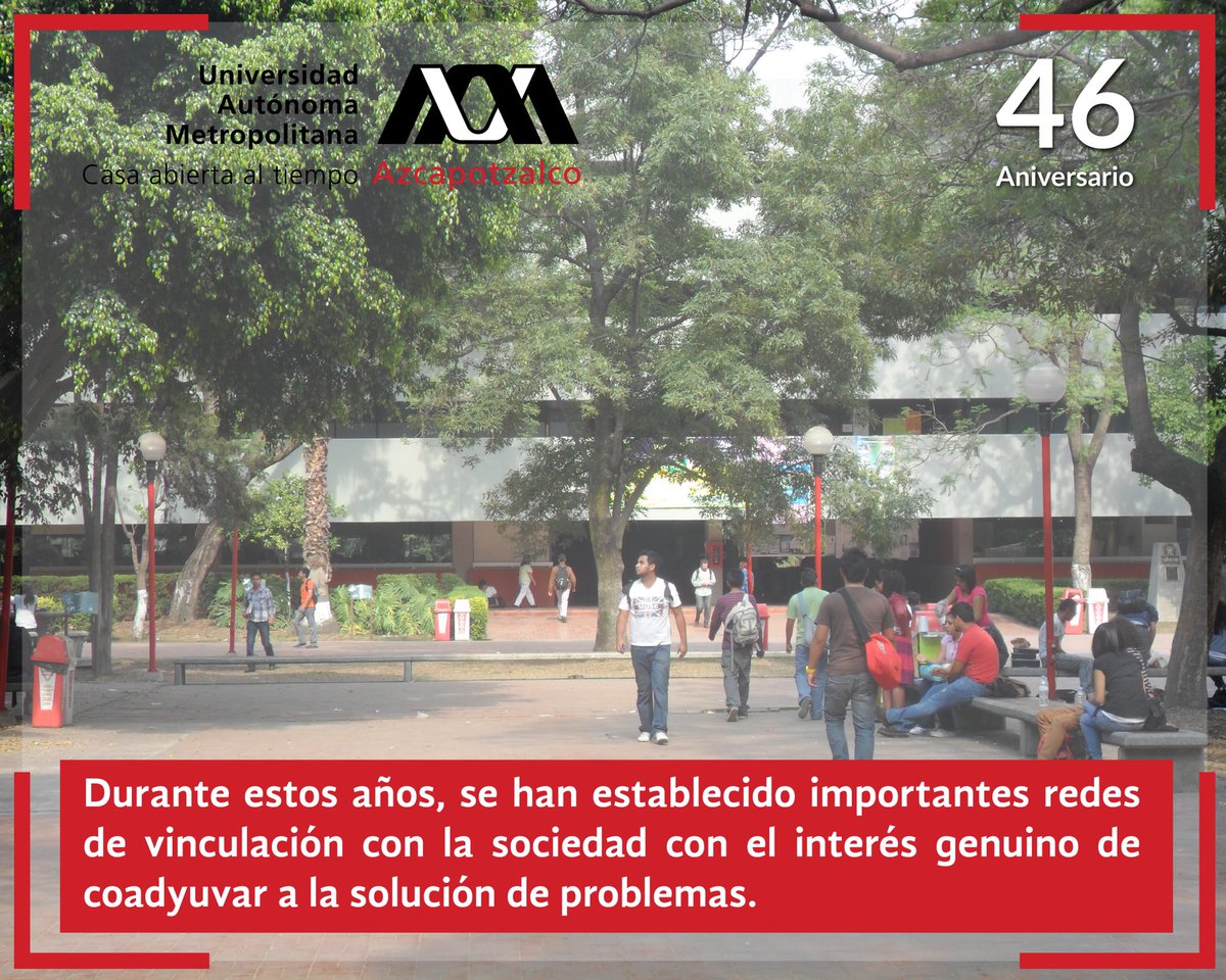 #46Aniversario #OrgulloUAM #SomosUAMAzc

🎉La vinculación con el entorno inmediato y la sociedad en su conjunto, es una de las acciones que como universidad, llevamos a cabo día con día para contribuir a solucionar problemas.