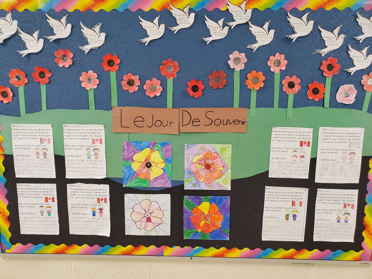 MmeGalluzzo's tweet photo. Today we remembered the sacrifices of those who served so that we can live in peace. Through art, song and story we learned about the importance of #RemembranceDay #JourduSouvenir #lestweforget @BritanniaPS @PeelSchools https://t.co/09VE2qpUbZ