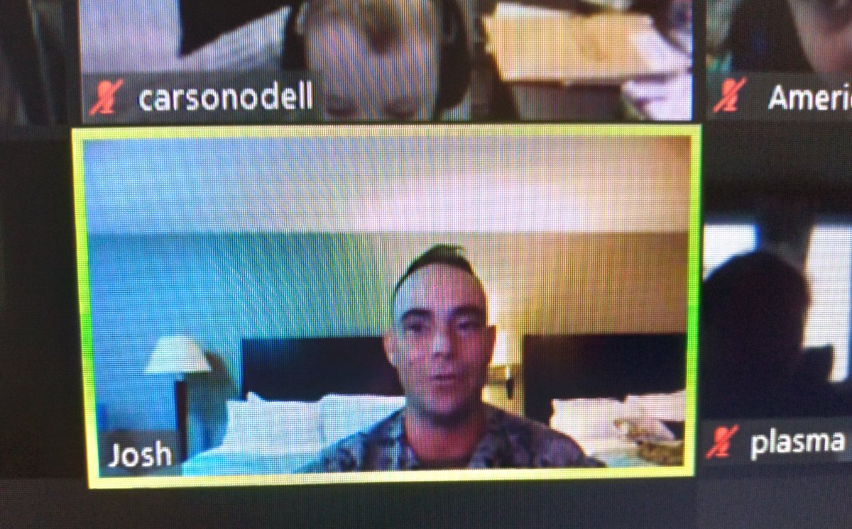 mes2nd's tweet photo. Happy Veterans Day!  What a special day for Mrs. Powell's 2nd grade class... Thank you to Mr. O'Dell, Mr. Holliday, and Mr. Arnett for joining our Live Zoom meeting today!  We appreciate your service to our Country.  Thank you!
#MurraySchools
#HappyVeteransDay https://t.co/IoWaeUlRbG
