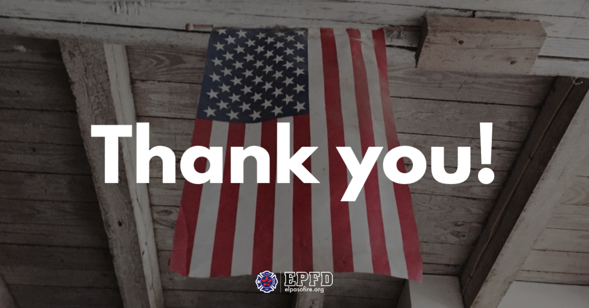 ElPasoFireTX's tweet image. Because of your bravery, we stand. 

We are grateful to our veterans for their service and sacrifice. A very special thank you to those veterans who, after their service to our nation, decided to serve our community and are part of the #EPFD family.

Thank you!  #veteransday