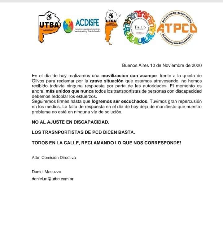 prestadorxs's tweet photo. 🗣️Desde Prestadores Precarizadxs SE apoyamos y acompañamos el acampe de lxs Transportistas de las personas con discapacidad en la Quinta de Olivos.
La situación no da para más, es desesperante e insostenible, cobran el km 27,94. La única opción es el aumento del nomenclador...👇 https://t.co/j5bKmAeVWE