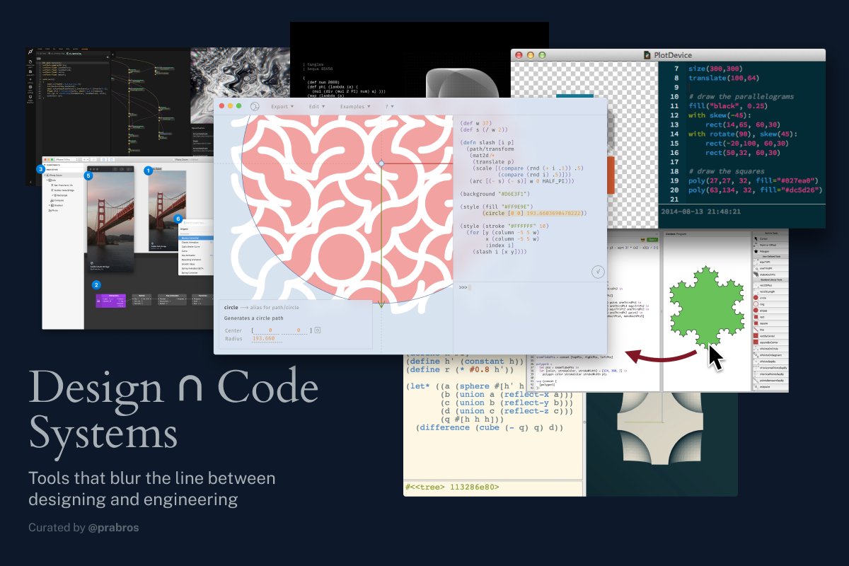 Design ∩ Code Systems: Curating a thread on a topic I’m really interested in. Tools that blur the line between designing and engineering. Hope you find something inspiring here:  https://patternatlas.com/v0/models-of-interaction