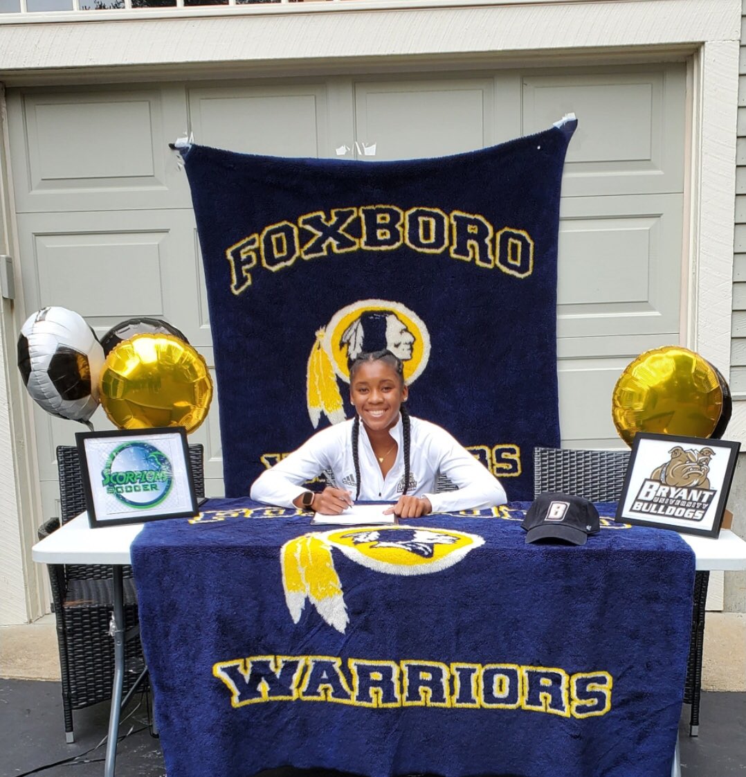 FoxboroWarrior's tweet photo. Congrats to girls soccer’s Jordyn Collins, who is moving on to play soccer for Bryant University... while majoring in global supply chain management and minoring in marketing..! https://t.co/99elWzEeLi