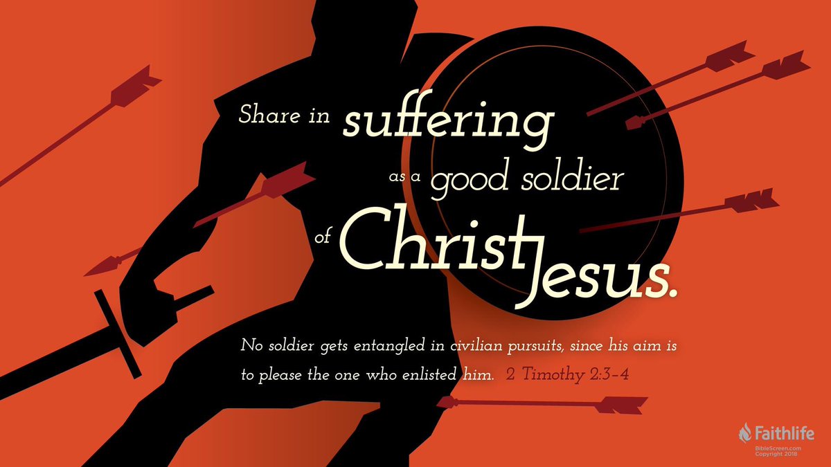 hickoryhill8520's tweet photo. Suffer hardship with me, as a good soldier of Christ Jesus. 

No soldier in active service entangles himself in the affairs of everyday life, so that he may please the one who enlisted him.

2 Timothy 2:3-4 NASB
@A_J_Christ @Hetz20 @RosedeSaron7 @TBV_Post @FREEBetsyB @Carole77777 https://t.co/jkC2HpoPZN