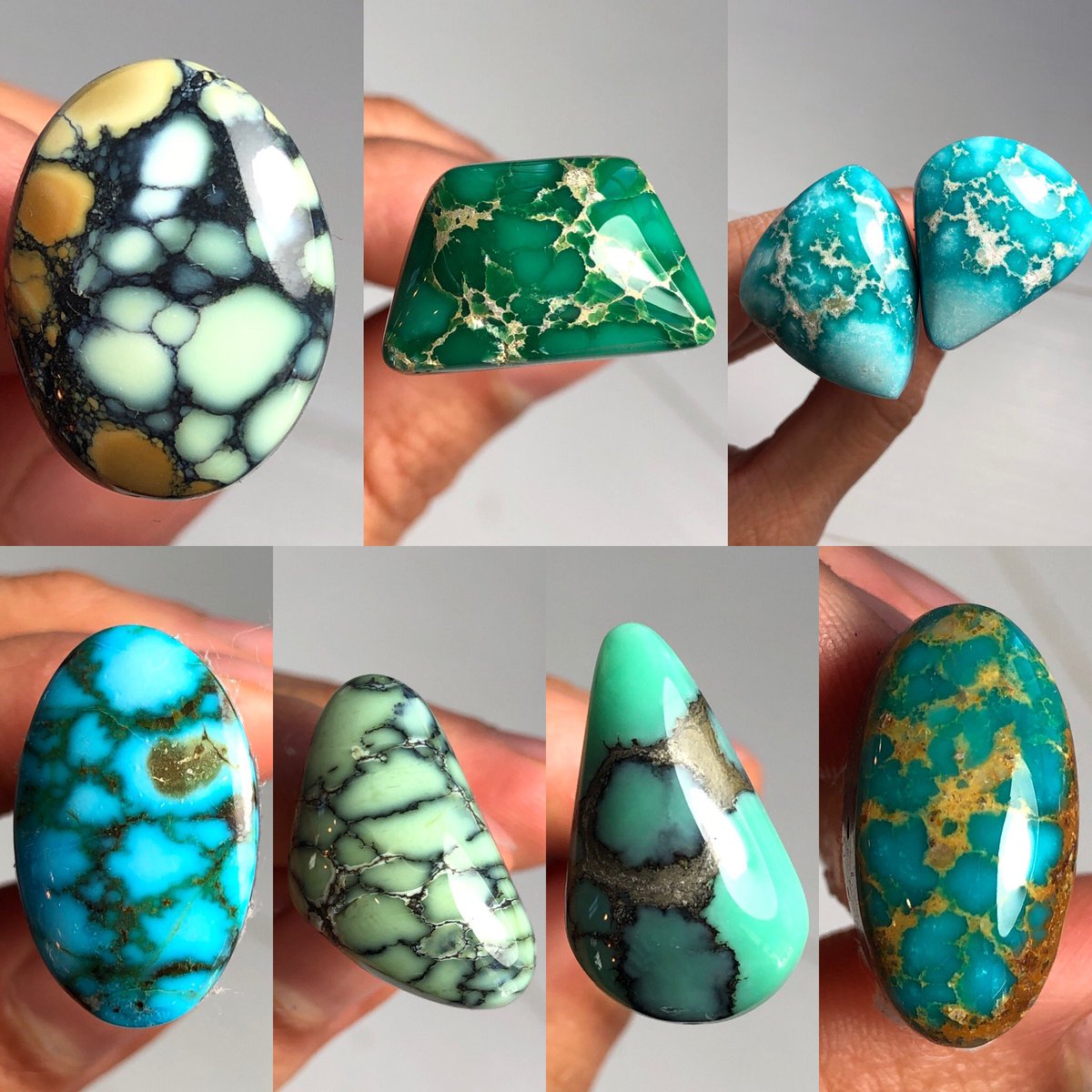 _dncollection_'s tweet photo. Beautiful hand cut cabochons by Dillon Hartman for sale every Friday night !!#turquoisecabochons #variscitecabochons #turquoiseforsale #cabochonsforsale #dillon.hartman https://t.co/5LMP5I0XJS