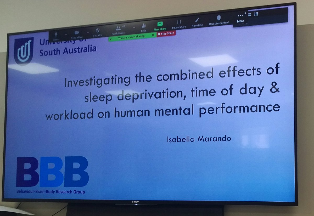 Great presentation by Isabella Marando on workload perception during sustained operations #asr2020 #adelaidesleepretreat @BBBRC_ @unisasleeplab