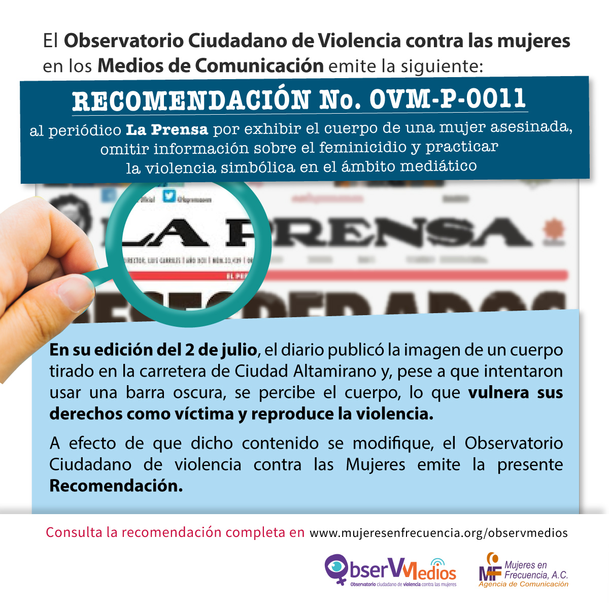 observmediosmx's tweet photo. #observmedios #losmediosmeviolentan #sexismono #SEMUJERES #proyectocoinversion2020 Secretaría de las Mujeres CDMX Mujeres en Frecuencia, A.C. Secretaría de Gobernación CONAVIM Inmujeres México Of Carmen Saavedra, #LaPrensa @laprensaoem 
https://t.co/qk8rOdfVUn https://t.co/P6ReuQwBaL