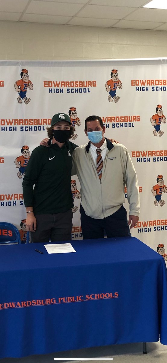 JeffKozinski's tweet photo. Great day for Edwardsburg Senior Satchel Pierce. Signed letter of intent to play Division I Golf at Michigan State University. #MSUGolf #EddiePride https://t.co/6LUlYxLxKf