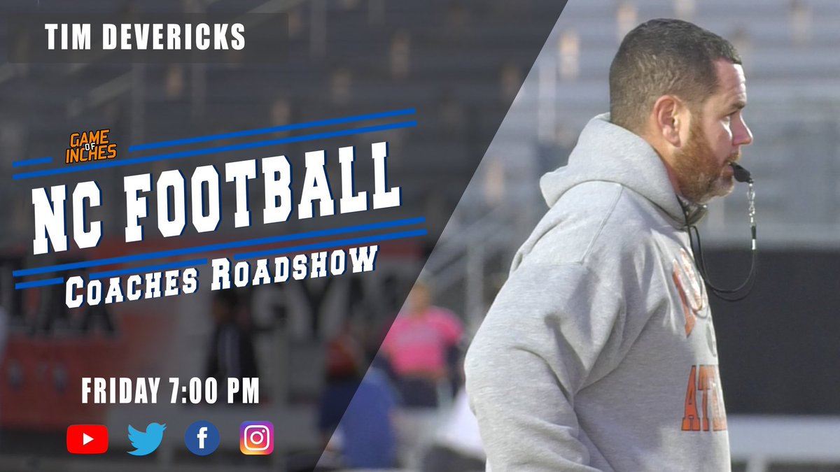GameofInchesHSS's tweet photo. The #NCFBCoachesRoadshow is back‼️@CoachWillert is traveling to Davie County to visit and learn more about coach @timdevericks6 of @DavieHSFootball🔥

Thursday⏰: 7pm https://t.co/812jGiu7dr