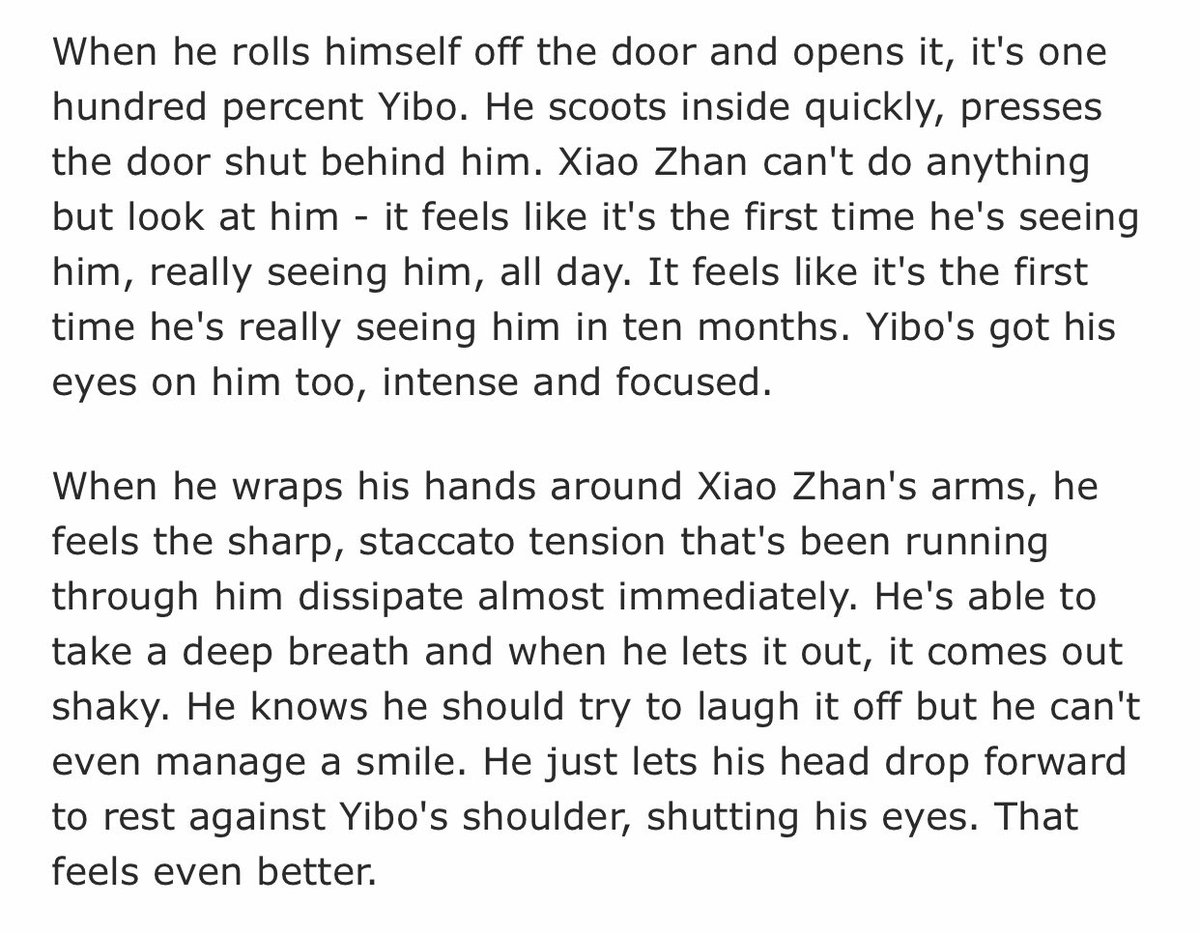 that's all the hugs I have for now but I'll leave with my favorite yizhan fic hug, from brooklinegirl's Next Time Around   https://archiveofourown.org/works/23717992&nbsp;