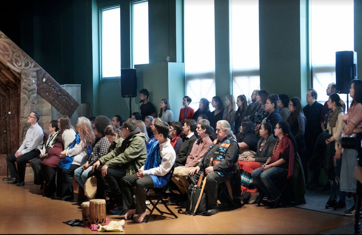 In March, the Enid group visited. Members of Chicago's Pacific Islander and Native American communities joined the Museum in welcoming them on the marae of Ruatepupuke II, a 19th century Maori meeting house that currently resides at the Field Museum.