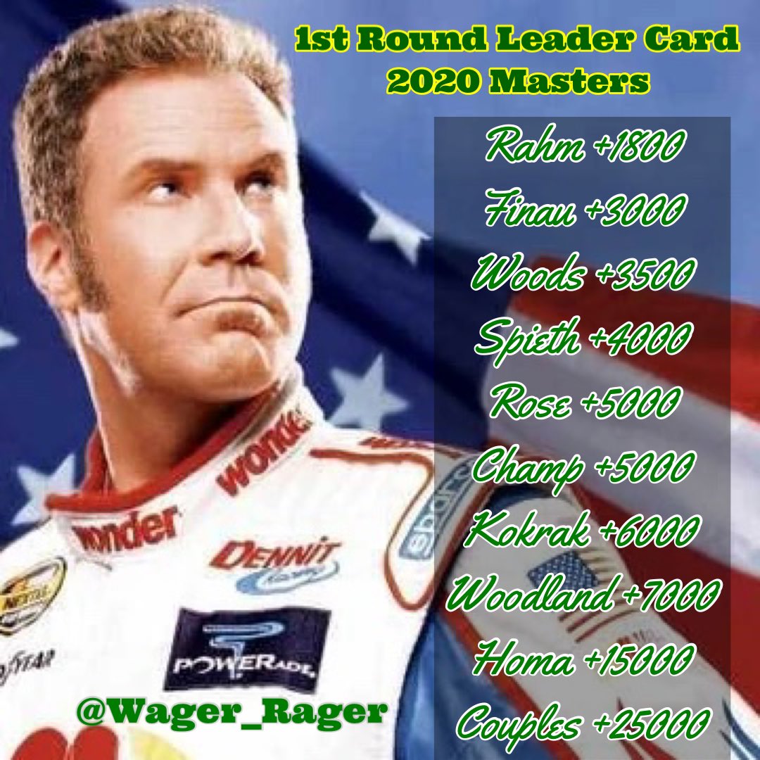 Rager_Dutch's tweet photo. Take a few or take them all... just make sure you get them in before 7AM tomorrow!! #BOL๐ฐ#PGA #PGATour #themasters #TheMasters2020 #GamblingTwitter #Golf #golfbetting #golflife #masterseve #FRL #AugustaNational #WednesdayInspiration @Wager_Rager @vostrain https://t.co/aut9kid9aB