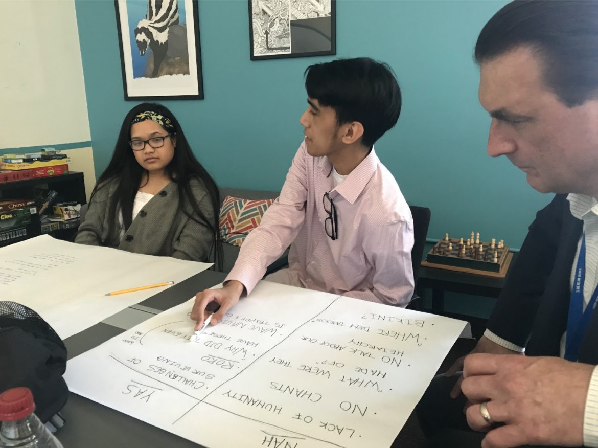 The kids did a crash course on exhibit development. They toured the existing (old) Pacific exhibits, analyzed them, visited the Marshallese items at the Museum (a couple hundred items), and came up with proposals for their exhibit. They met with our designers, too.