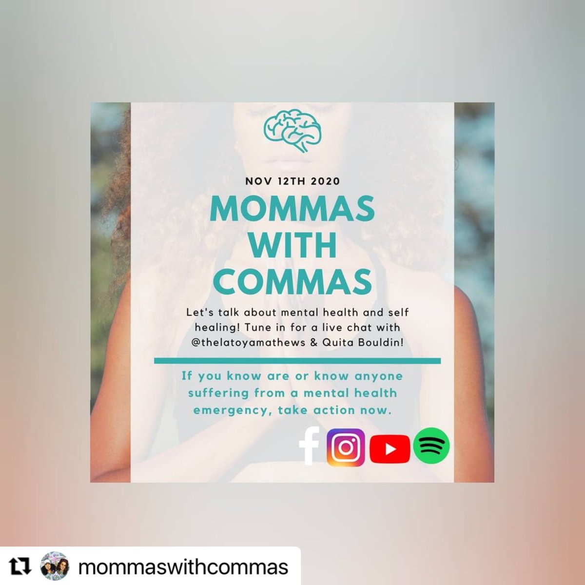 neequa96's tweet photo. Say it with me: MENTAL HEALTH IS REAL! We can not wait to get real with yall during episode 16 of Mommas With Commas...We will be chatting with special guest Latoya Mathews and one of our favorite listeners, Quita Bouldin! Ps...this our Season 2 Finale🥳🥳 So don't miss it! https://t.co/VkGeqoJ13c