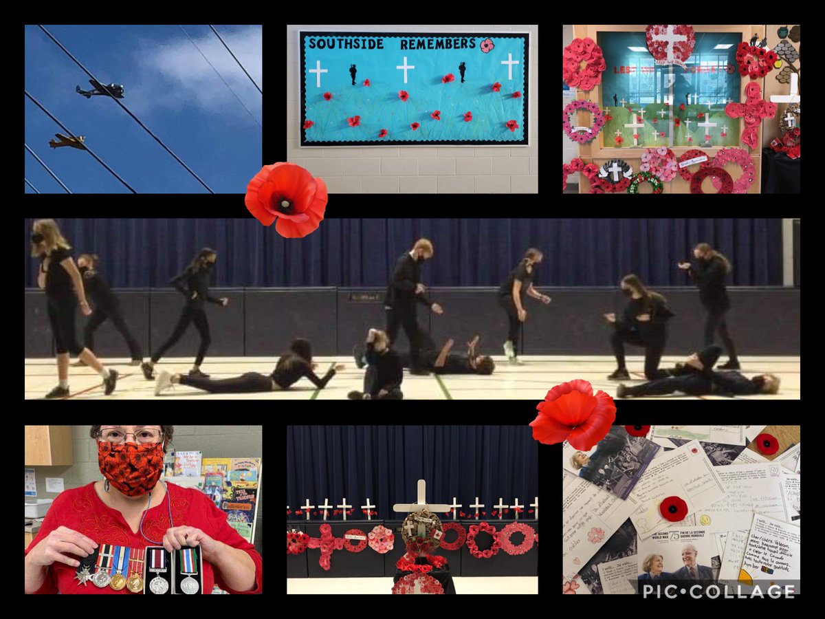 Thank you <a href="/MmeBaxter/">Madame Baxter</a> and Ms. K for our virtual assembly. Thanks to all of those who shared stories, made poppies &amp; wreaths, wrote letters, to The Gr. 8’s for their beautiful tableaux, &amp; to the Harvards &amp; Hercules for the air show. Southside will always remember. #LestWeForget