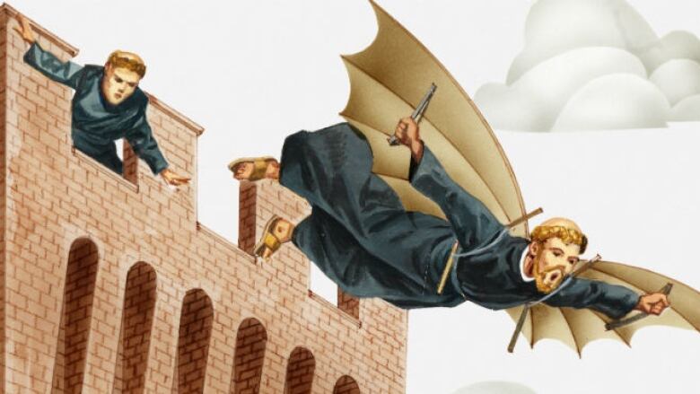 Over in  #England in 1010, Eilmer of Malmesbury, a Benedictine monk, decided to fly. He created wings, launched himself off of the Abbey, and flew for ~220 yards/201 metres). He just forgot to add a tail, and instead glided down after ~15 seconds.