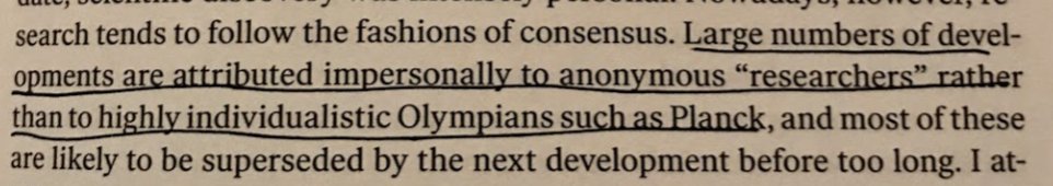 Braben fully embraces the role of individuals in paradigm shifting research, and argues that modern culture has shifted away from enabling these people.This again mirrors "the decline of unfettered research" but with different conclusions.