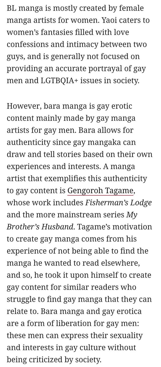 Another interesting article on why should we popularize 'bara' genre mangas more.full article:  https://www.google.com/amp/s/www.cbr.com/gay-men-bara-manga-vs-yaoi/amp/
