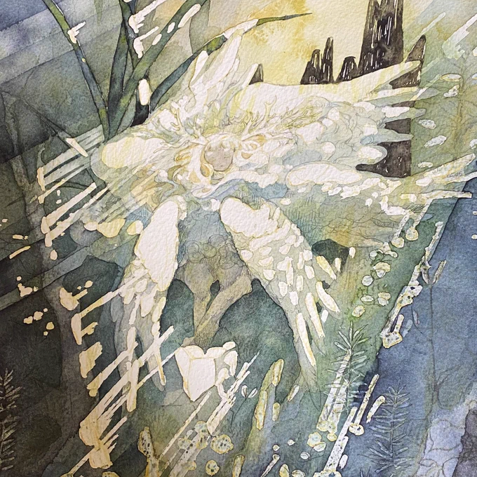 #水彩画展elemental 大きい作品の制作工程まとめ。いやはや今回は大分迷走しました…人はなぜ〆切間近に普段やらない技法を試したがるのか… 
