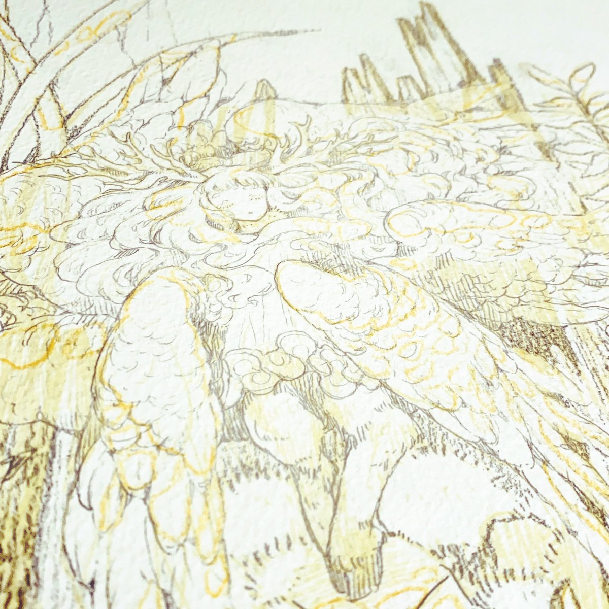「#水彩画展elemental 大きい作品の制作工程まとめ。いやはや今回は大分迷走」|ぱた🫀5/5コミティア【F42b】のイラスト