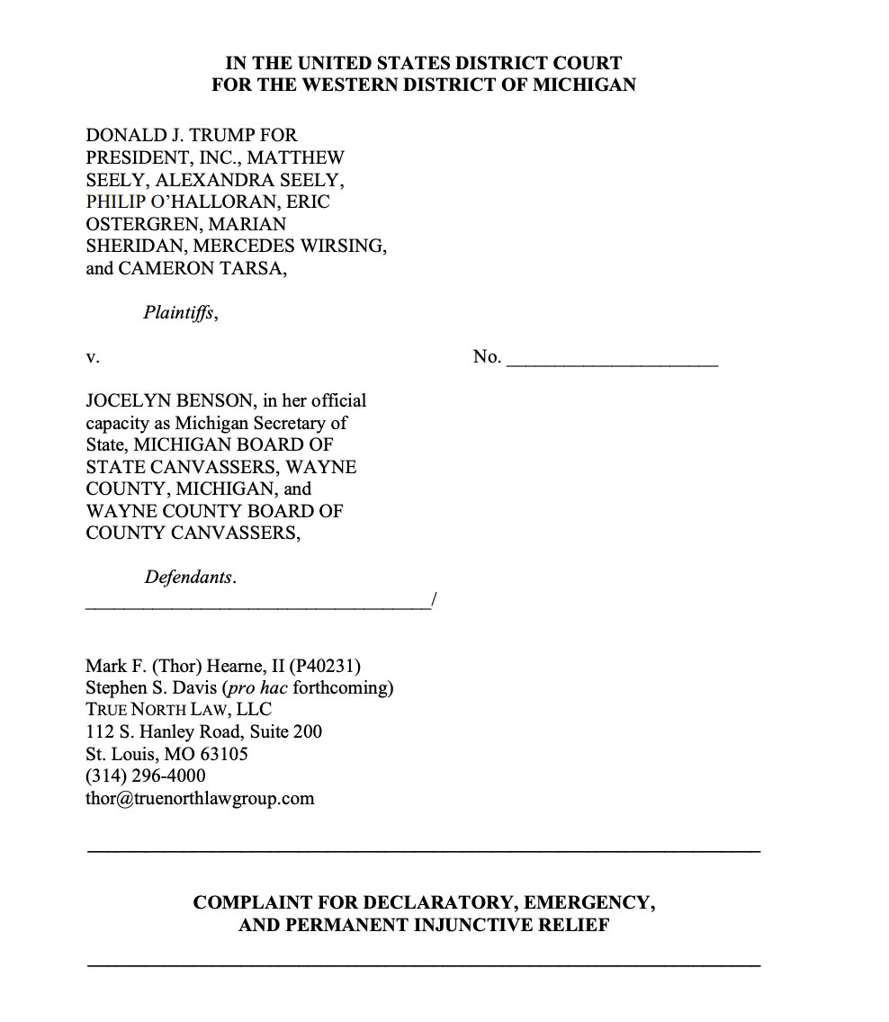 Trump post-election lawsuit seeking to disenfranchise Black voters.