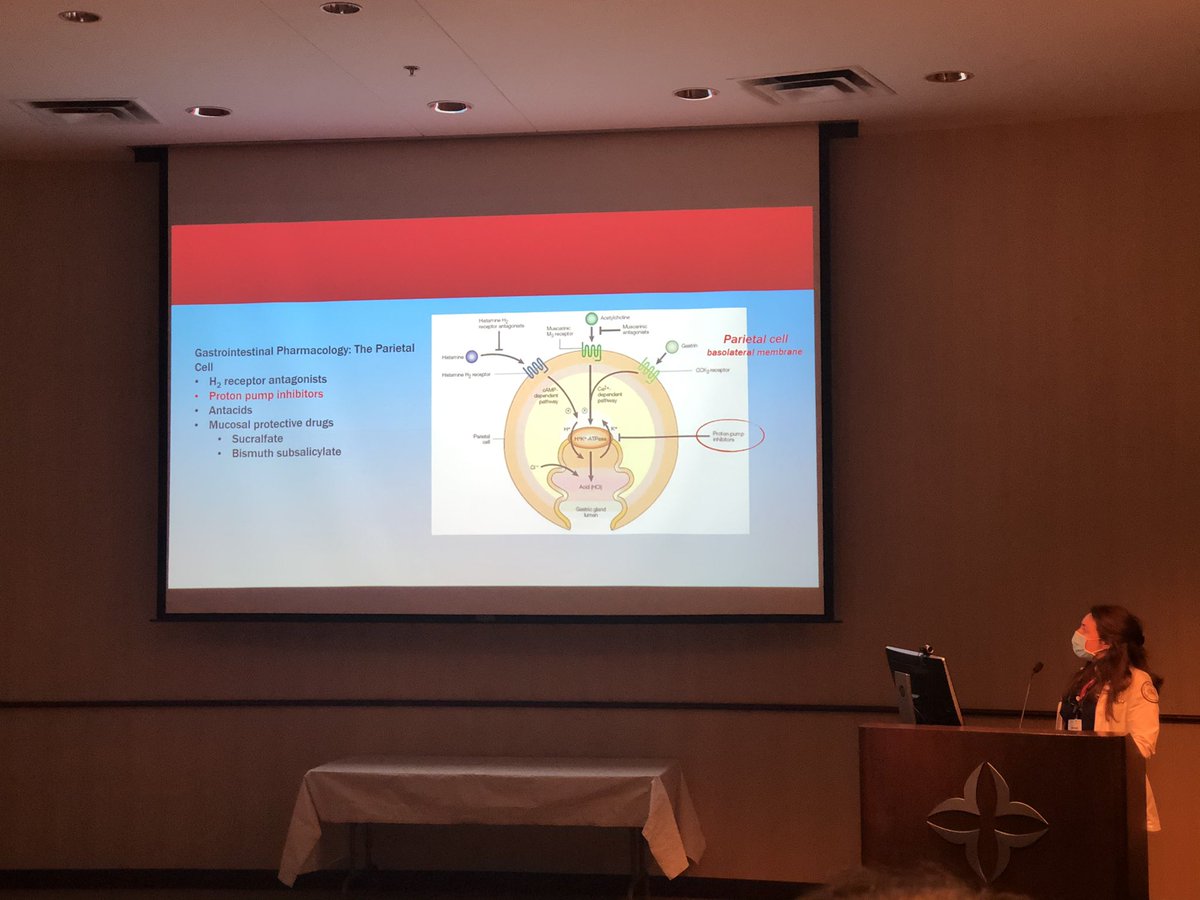 STMH_IMRes's tweet photo. MS4 Erin presenting with her team on #PPI use and side effects. Every month each floor team present and teach on #evidencebased topic. #MedStudentTwitter #MedEd #imresidency #match2021 https://t.co/EPlUXv6ZPi