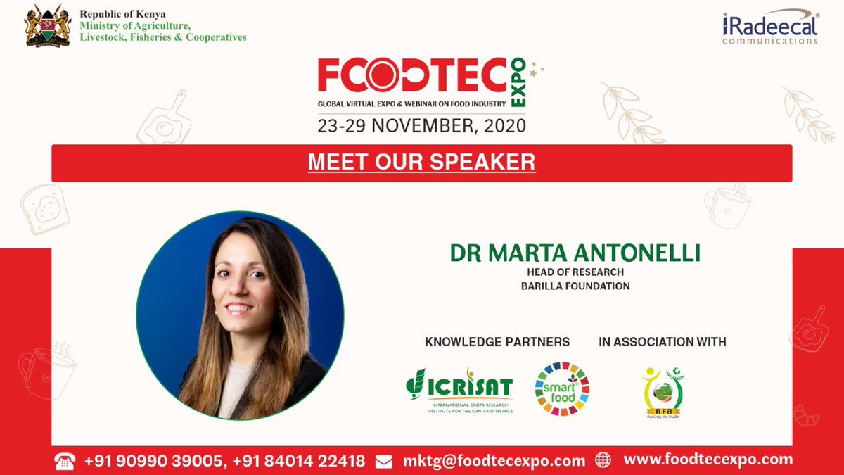 SmartFoodGlobal's tweet photo. Two day conference on Food trends & opportunities @foodtecexpo. Dr Marta Antonelli, Head of Research @BarillaCFN will be talking about Global food trends and initiatives 24 Nov 2020.
Register for the event -
https://t.co/SA2ZxyK60V
https://t.co/GcgEogF7mr https://t.co/BqLB3CPBrJ