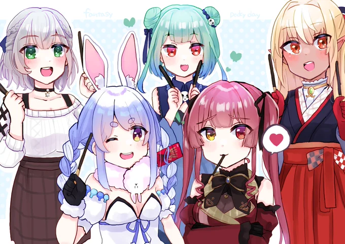 ホロファン×ポッキーの日(遅刻)
#ぺこらーと #マリンのお宝 #ノエラート #しらぬえ #絵クロマンサー #ポッキーの日 