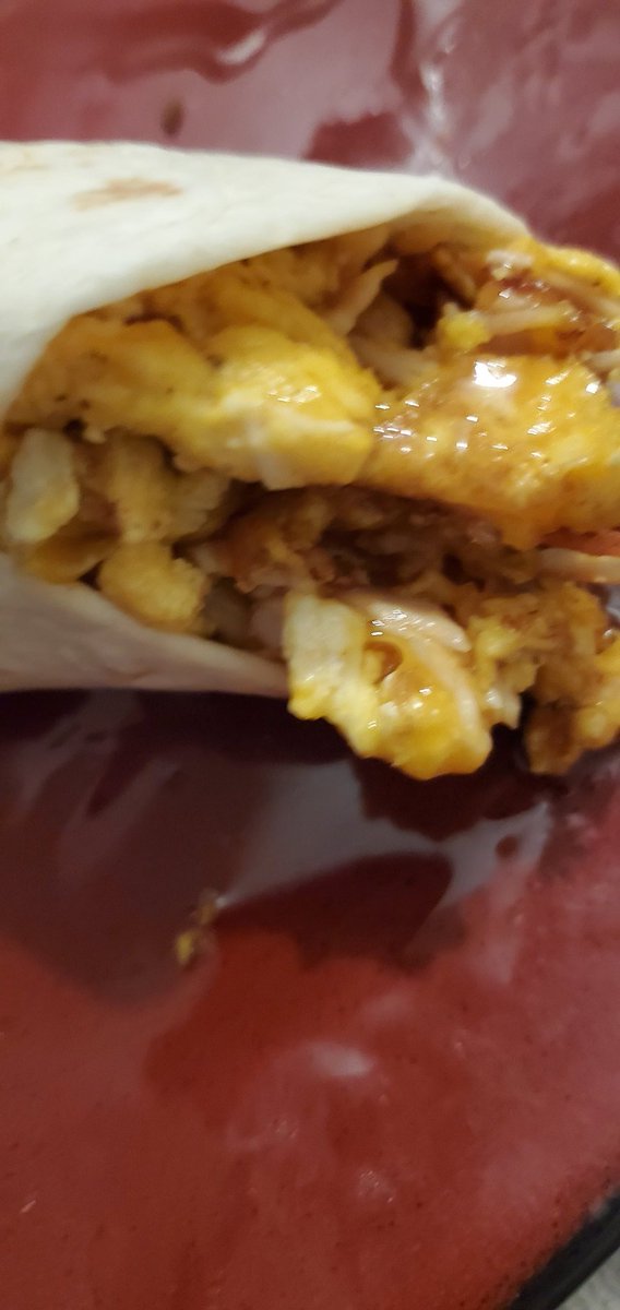 The 13 year old thinks he's a chef lord have mercy. A scrambled egg with turkey burrito wtw. With syrup in it he nasty😂😂😂😂😂😂