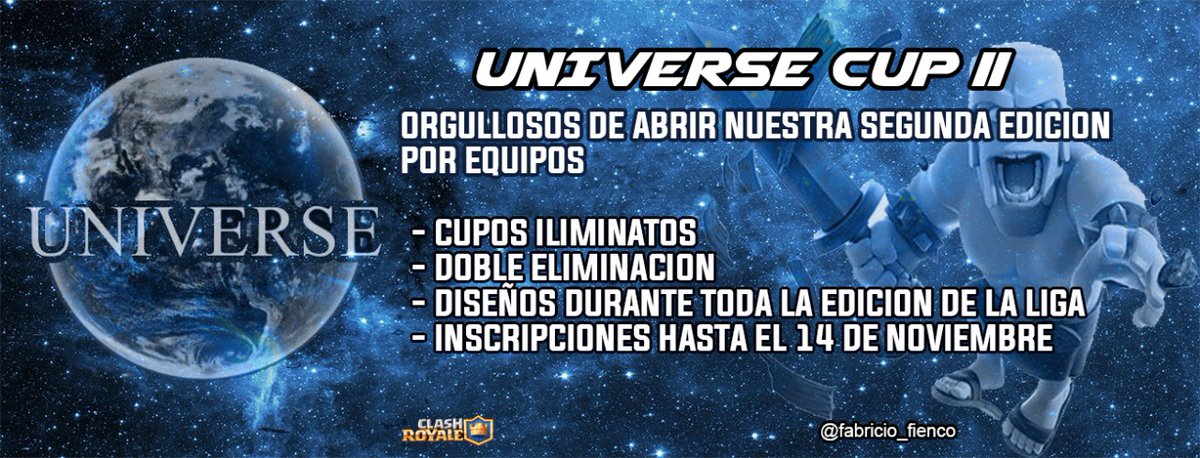 universe (@league_universe) on Twitter photo #ClashRoyale #UniverseCupII
REQUISITOS :
Seguir a:
- @liga
- <a href="/Velandiaac/">Camilo velandia</a>
- <a href="/fabricio_fienco/">Fabricio Fienco</a>
- @alphaspoiler
- @UnaSimpleNutria
Suscribirse
- youtube.com/c/FabricioPlay
- youtube.com/channel/UC9qhR…
- Etiquetar 3 equipos
Dar RT y ❤️
Mandar pruebas md #ClashRoyale #UniverseCupII
REQUISITOS :
Seguir a:
- @liga
- <a href="/Velandiaac/">Camilo velandia</a>
- <a href="/fabricio_fienco/">Fabricio Fienco</a>
- @alphaspoiler
- @UnaSimpleNutria
Suscribirse
- youtube.com/c/FabricioPlay
- youtube.com/channel/UC9qhR…
- Etiquetar 3 equipos
Dar RT y ❤️
Mandar pruebas md