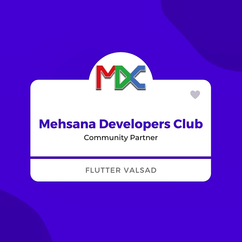 flutter_valsad's tweet photo. We are happy to announce Mehsana Developers Club as our Community Partnerπ
Thanks to to the team of @Mehdevclub π
#Communtiy #Flutter #FlutterValsad https://t.co/XLCoVHQWa0