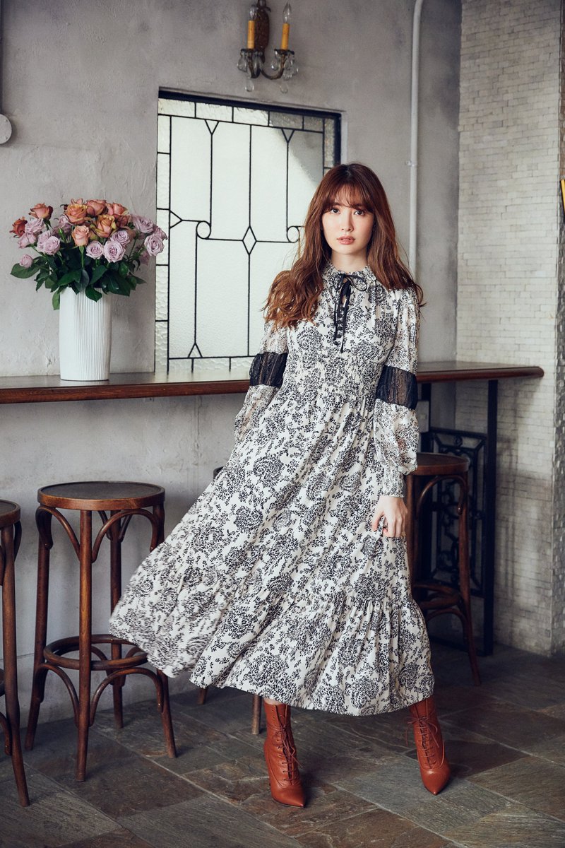 herlipto Winter Floral Long-sleeve Dress | labiela.com