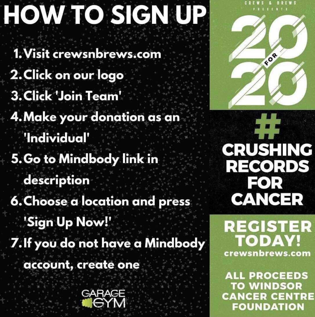Let’s Crush It For Cancer..for yourself, well-being, someone who can’t, a great cause...whatever the reason. Join the movement #GrowOnWindsor