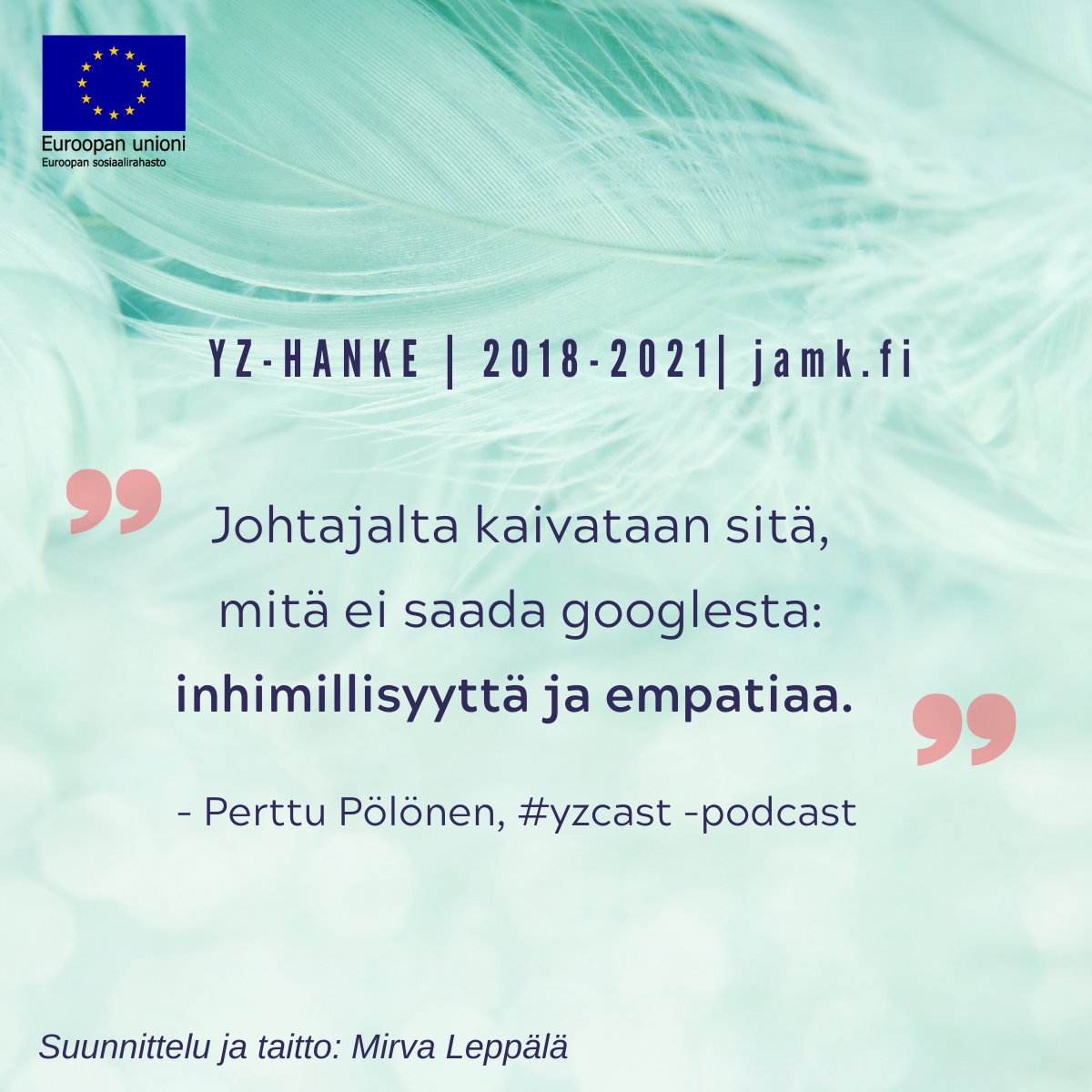 Tänään #yzcast -podcast vieraana keksijä, kirjailija <a href="/PerttuPolonen/">Perttu Pölönen</a>. 

Puhuimme #merkityksellisyys #oppiminen #sitoutuminen sekä tänään julkaistusta kirjasta Tulevaisuuden identiteetit=taidot.  

bit.ly/32Tj4rd  
 
#yzsukupolvi #johtaminen #jamk  
<a href="/JAMK_fi/">Jamk</a>