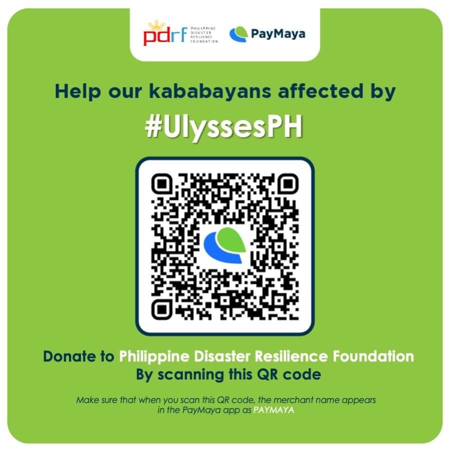 Praying for the safety of all our friends and colleagues in Luzon. Stay strong and safe! 🙏🏻

To all who want to extend help to our kababayans affected by typhoon #UlyssesPH, you may donate through the following organizations. (See photos for the QR codes)