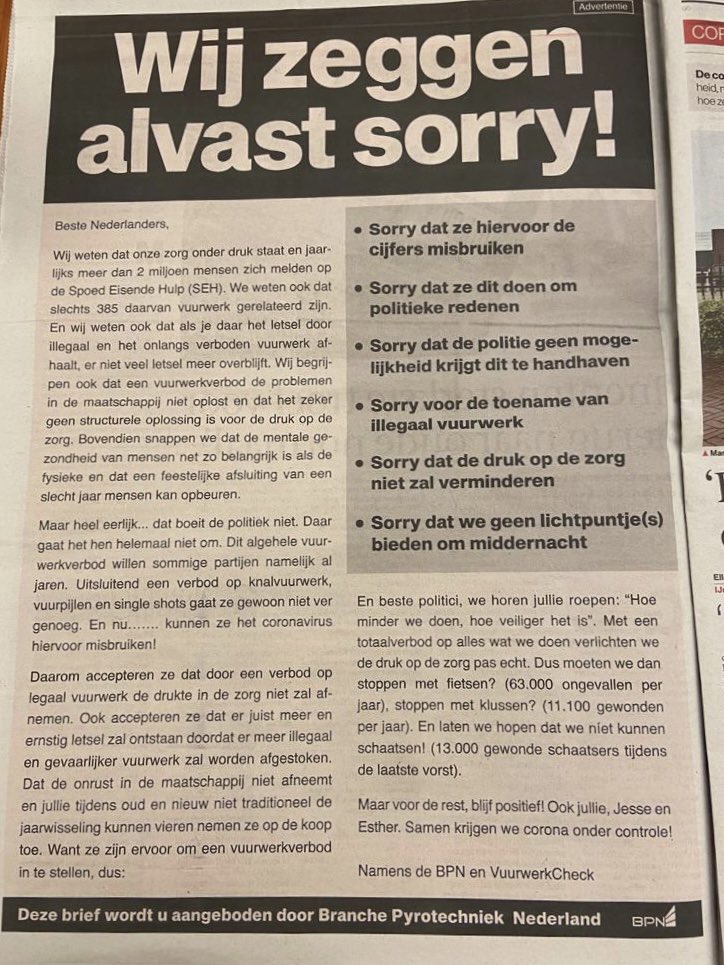 Wij zeggen alvast sorry! #vuurwerk #geenvuurwerkverbod #Kampen