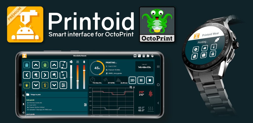 Printoid for OctoPrint (3D printer management app) tweet media